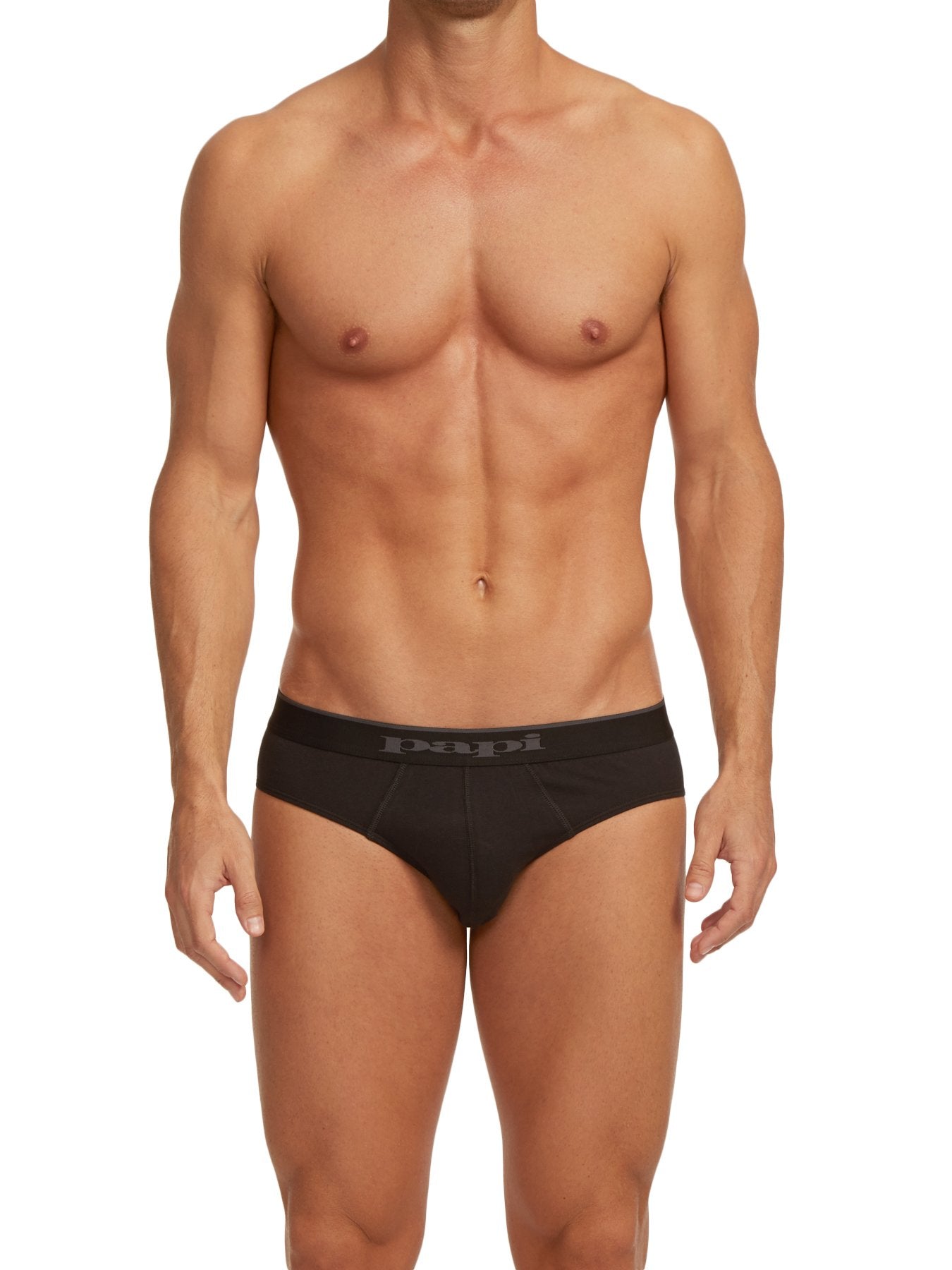 Papi Men's 3-Pack Cotton Stretch Brief, Black, Small at