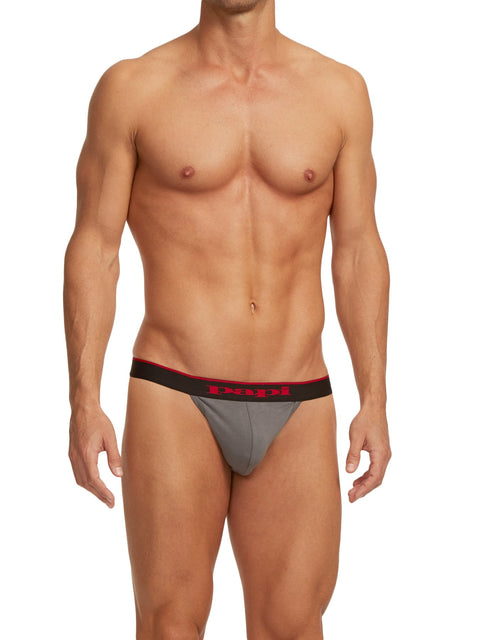 3-Pack Cotton Stretch Thongs | Red/Grey/Black